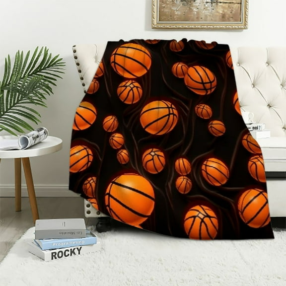 Nawypu Basketball Blanket - Soft, Plush & Warm - 50x40 Inches Small Blanket for Office, Chair - Black Sports Throw Blanket Gifts for Boys, Girls