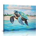 thumbnail image 1 of Nawypu  Bathroom Canvas Wall Art, Sea Turtle Wall Decor Giclee Rustic Painting Ocean Beach Canvas Prints Framed Artwork for Living Room Bedroom Office (Sea Turtle - B), 1 of 4