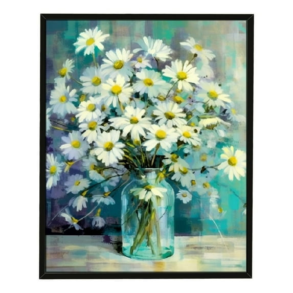 Nawypu Bathroom Decor Wall Art Farmhouse Kitchen Decor Teal Pictures Wall Decorations for Bedroom Rustic Flower Paintings Canvas Framed Artwork Printed & Ready to Hang for Living Room Decor