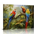 thumbnail image 1 of Nawypu Bathroom Decor Wall Art Parrot Bird Pictures Tropical Colorful Canvas Framed, 1 of 4
