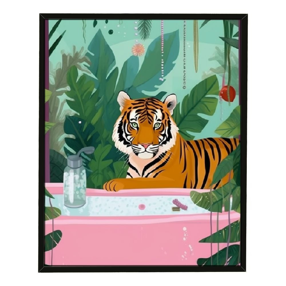 Nawypu Bathroom Tiger in Bathtub Canvas Poster Painting Wall Art ...