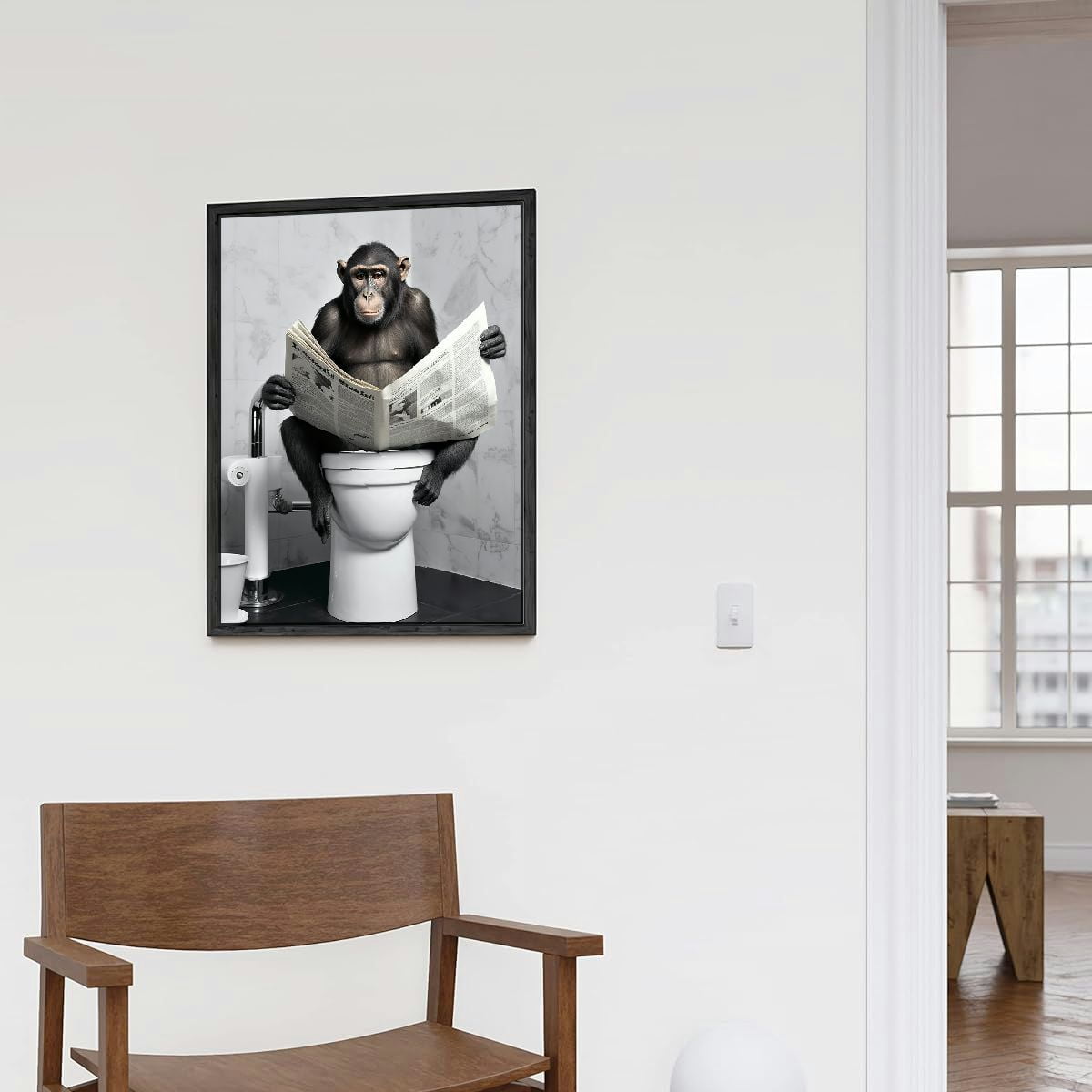 Nawypu Bathroom Wall Art Prints Funny Monkey Canvas Wall Art Black and ...