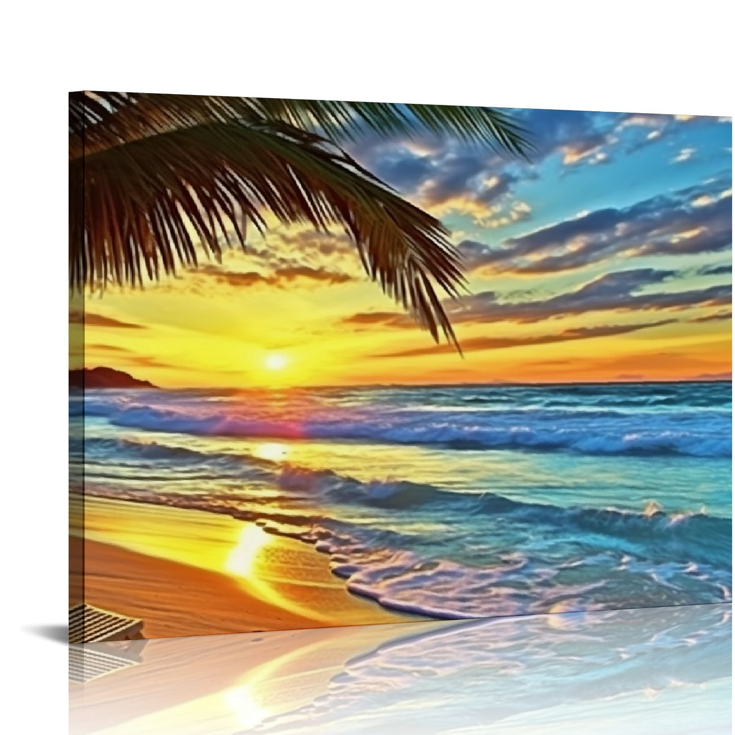 Nawypu Beach Canvas Wall Art Seascape Theme Pictures Home Decor Blue ...
