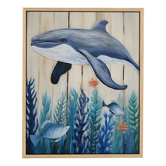 Nawypu  Beach Ocean Whale Canvas Wall Art Prints, Summer Whale Vintage Paintings Prints, Artwork for Sea Life Theme Decor Bathroom Bedroom Living Room Sea House Home Decorations
