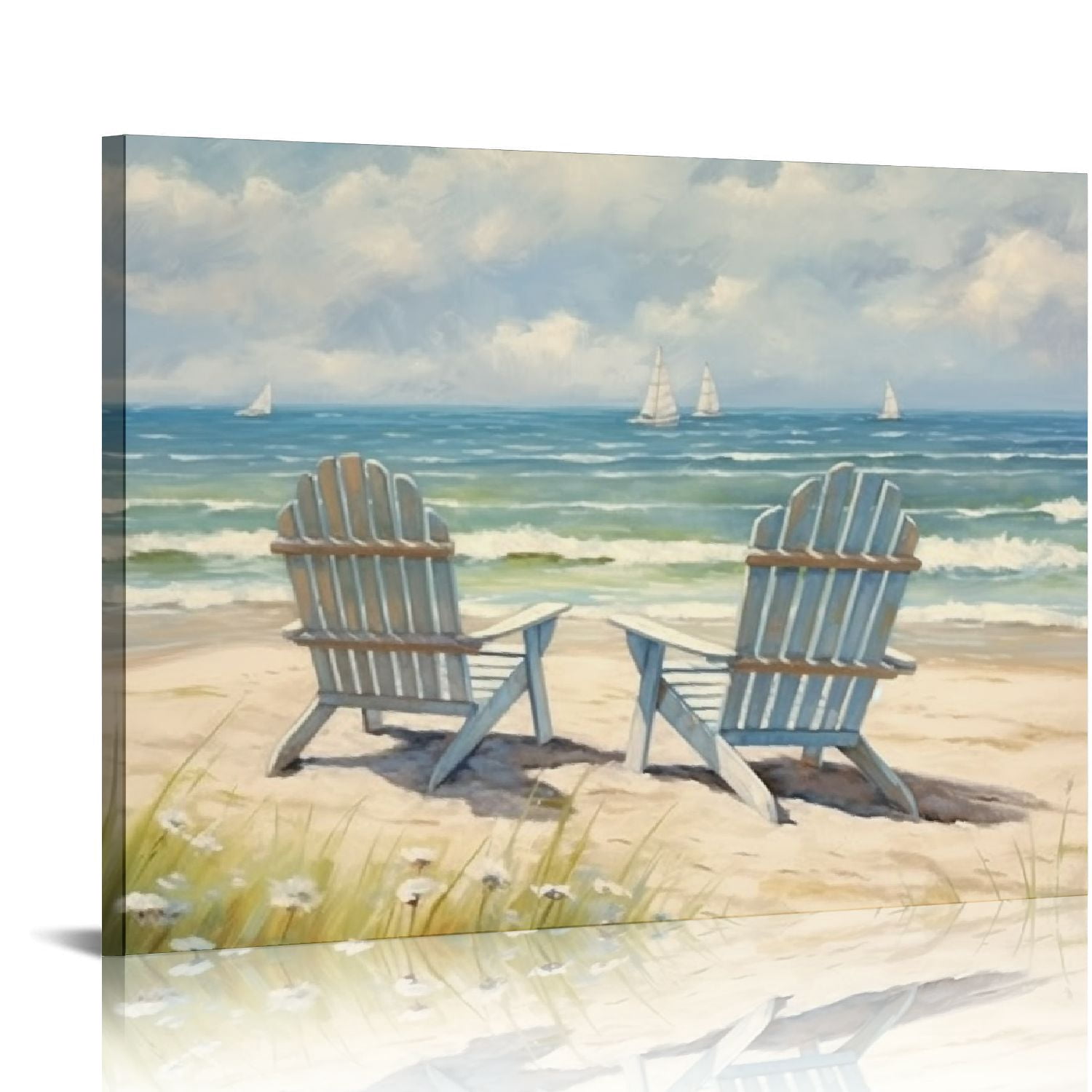 Nawypu Beach Picture Canvas Wall Art: Seascape Scene Artwork Coastal ...