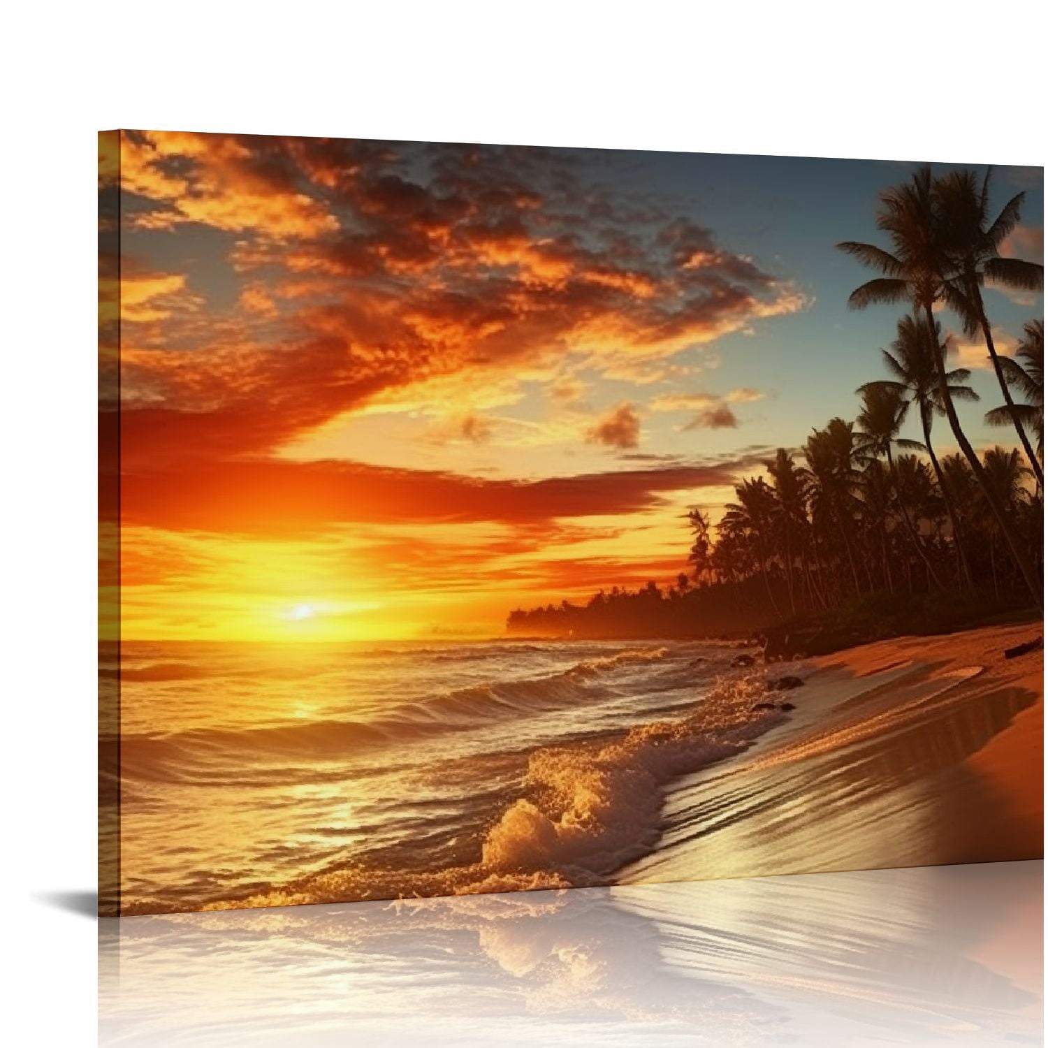 Nawypu Beach Pictures Ocean Canvas Wall Art, Sunset Tropical Wall Art ...