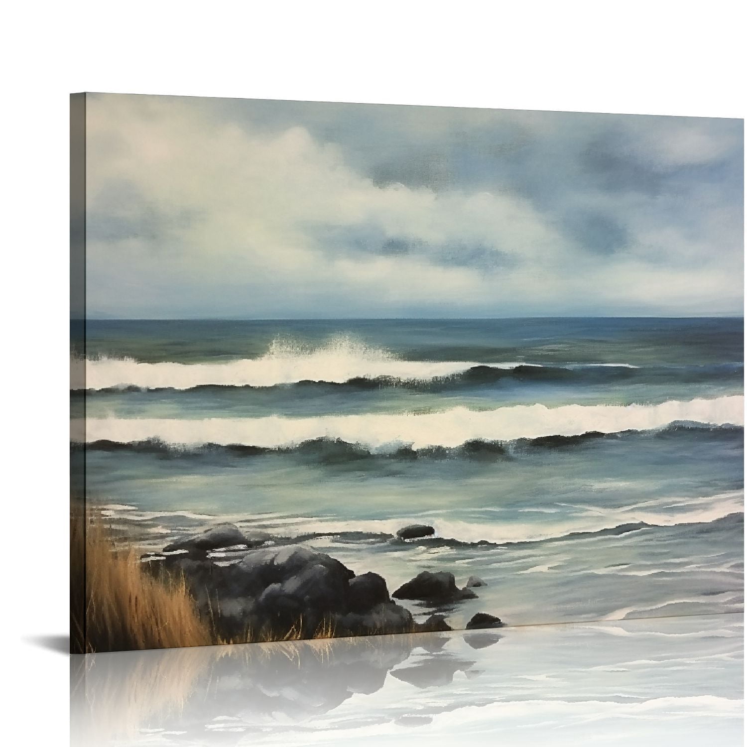 Nawypu Beach Pictures Wall Art Wave: Ocean Canvas Wall Art for Living ...