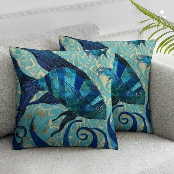 Nawypu Beach Pillow Covers 2 pcs Summer Outdoor Pillow Cases, Patio Furniture Decorative Cushion Covers Cushion Case for Couch Sofa Home Decoration, Blue Green
