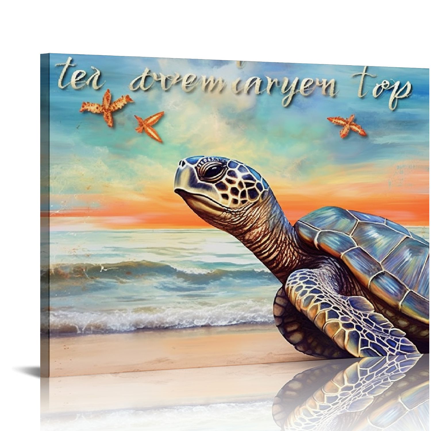 Nawypu Beach Sea Turtle Wall Decor Coastal Turtle Pictures Wall Art ...