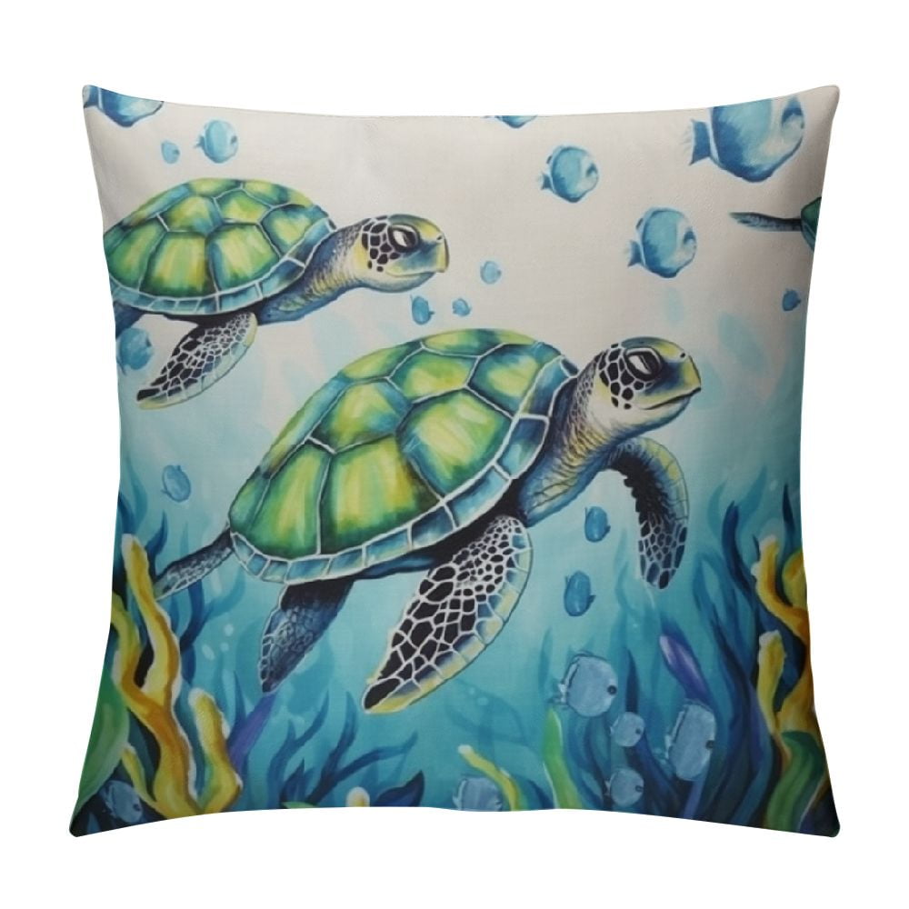 Nawypu Beach Sea Turtles Throw Pillow Cover,Animals Turtle Decorative ...