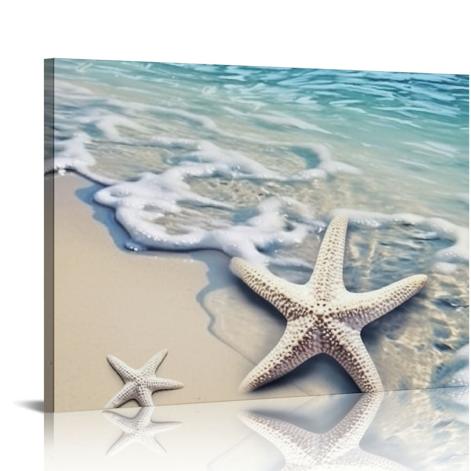 Nawypu Beach Starfish Canvas Wall art Starfish and Conch in the Teal