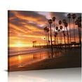 thumbnail image 1 of Nawypu Beach Sunset Canvas Print Wall Art Coconut Tree and Sunset Glow Pictures Wall Decor Artwork Sunset Tropical Wall Art for Living Room Bathroom Kidroom Wall Decoration Stretched and Framed, 1 of 5