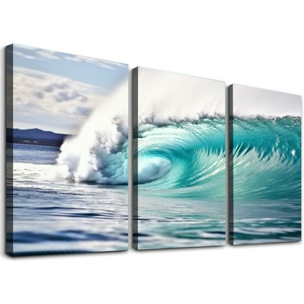 Nawypu Beach Surfboard Canvas Wall Art: Large Blue Ocean Pictures Surf ...