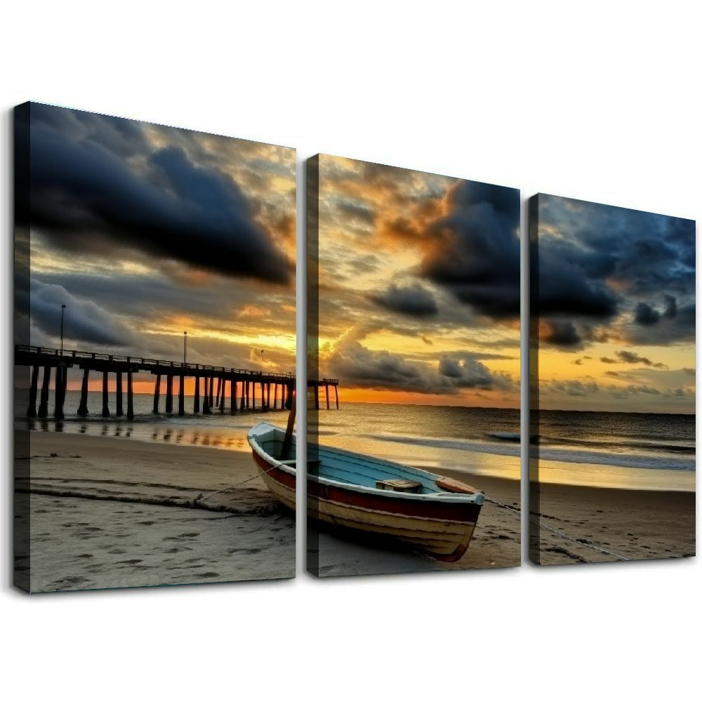 Nawypu Beach Themed Wall Art Canvas Prints Seascape Poster Bathroom ...