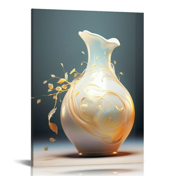 Nawypu Beach Wall Art Sea Snail and Blue Vase Canvas Wall Art the Pictures Print On Canvas Modern Artwork Wall Decoration for Home Living Room