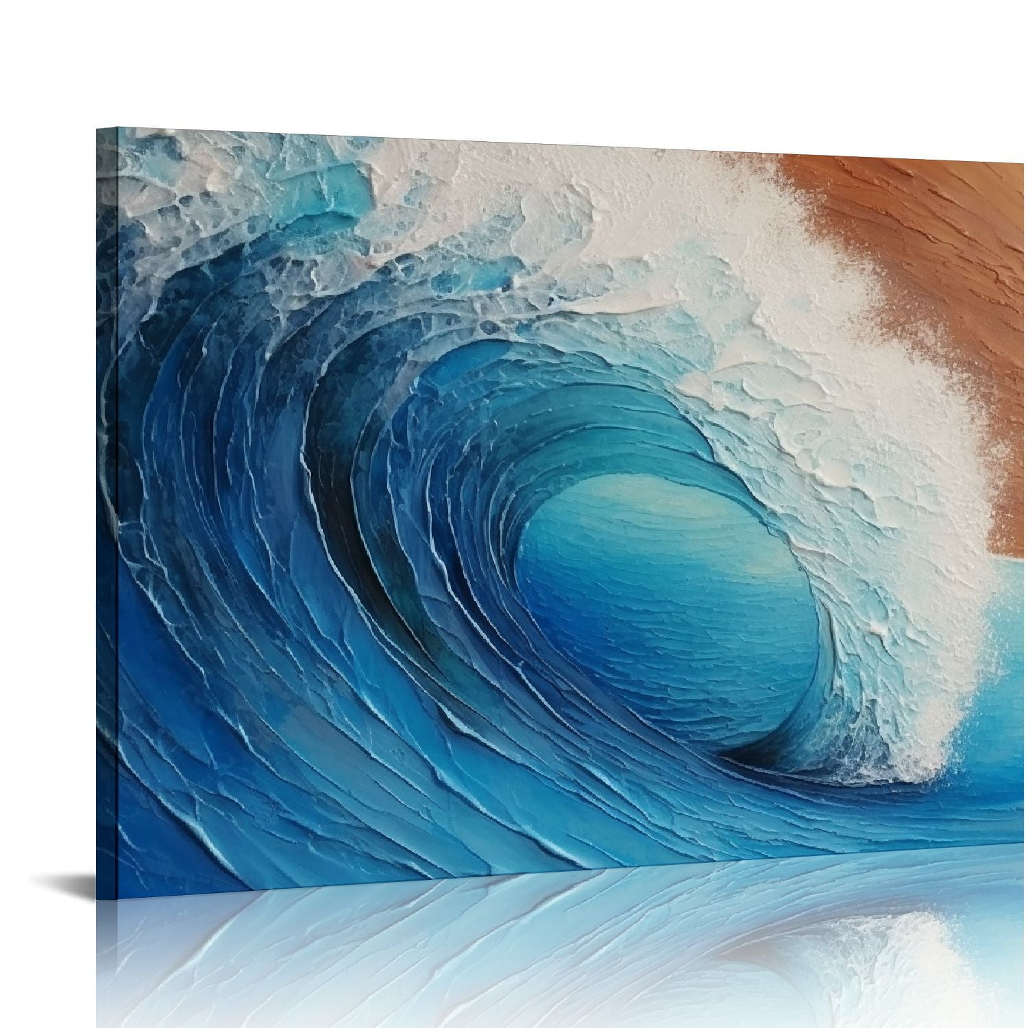 Nawypu Beach Wave Art Work, Blue Abstract Canvas Wall Art for Home Wall