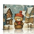thumbnail image 1 of Nawypu  Bear in Snowy Winter Village Canvas Wall Art, 1 of 5