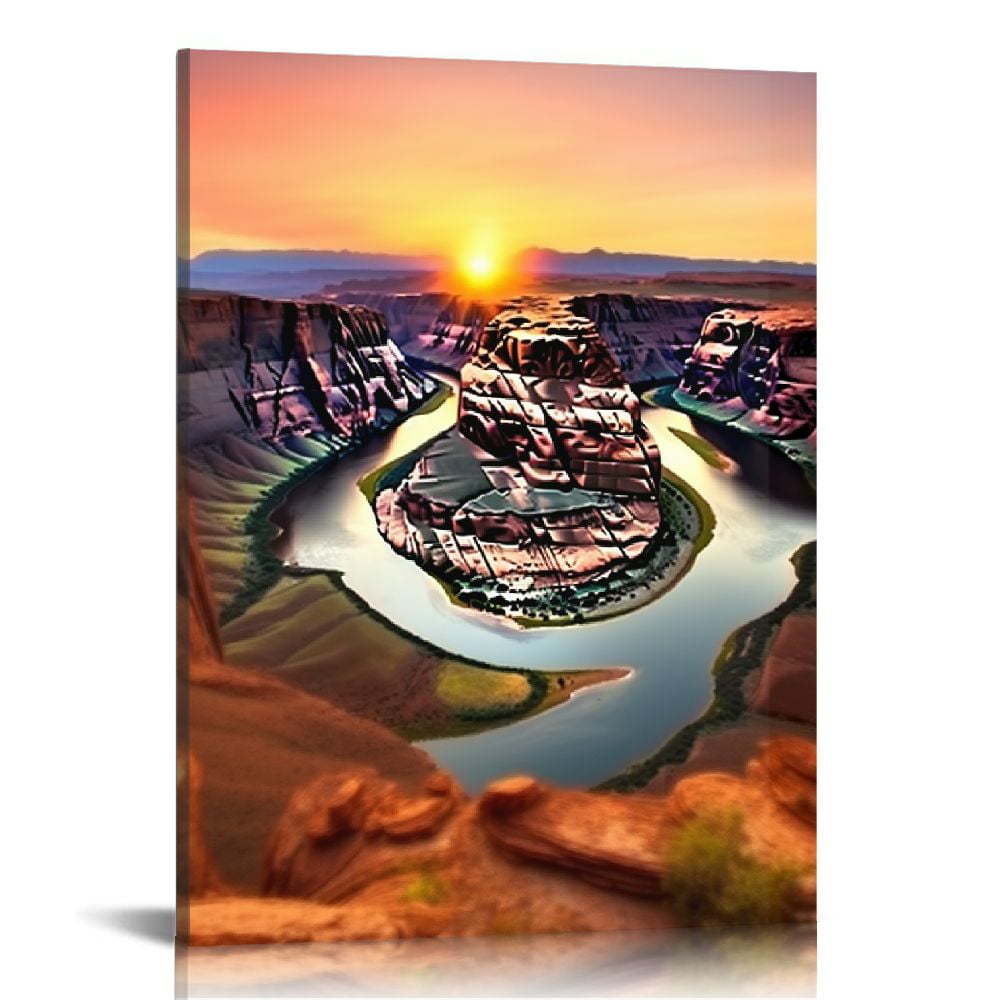 Nawypu Beautiful Horseshoe Bend Sunset Picture Wall Art Grand Canyon