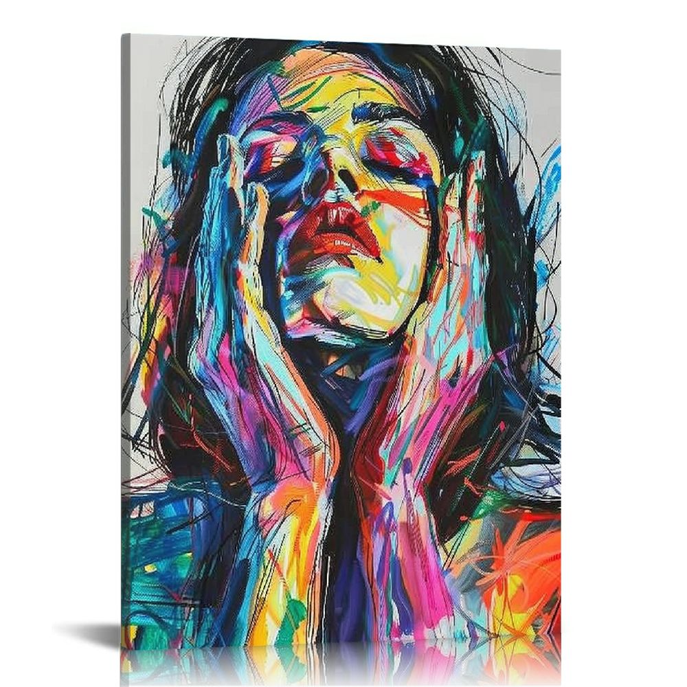 Nawypu Beautiful Woman Face Abstract Graffiti Color Canvas Art Poster ...