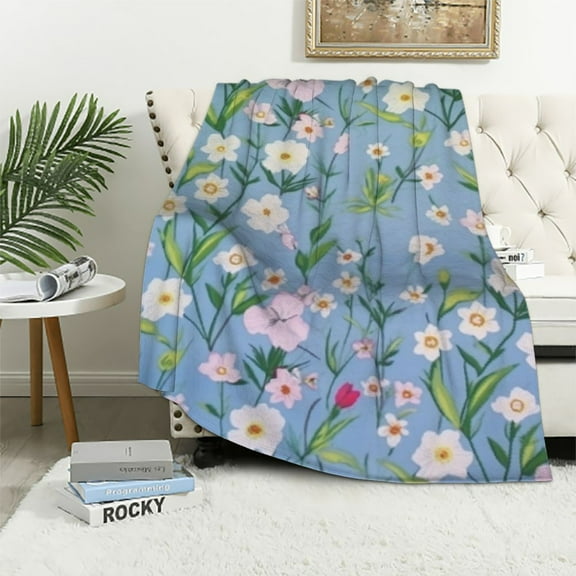 Nawypu Bed Blankets, Vintage Flowers Pattern Throw Blankets, Spring Super Soft DIY Blanket fit Girls Women Gifts Farmhouse Bedding