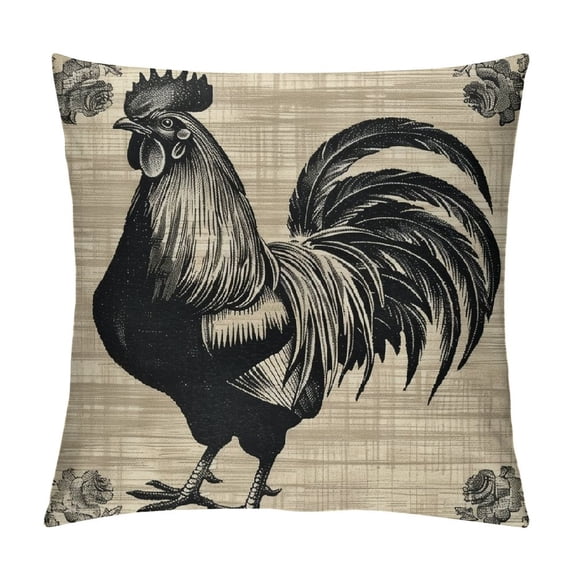 Nawypu Bed Pillow Covers Farmhouse Rooster Rustic Country Black and White Pillows Cover Watercolor Chicken Decorative Pillow Cover for Couch Sofa Patio Furniture Home Decor