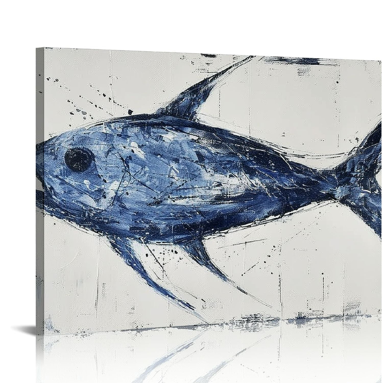 Nawypu Bedroom Decor Canvas Wall Art Indigo Swordfish Pattern Prints