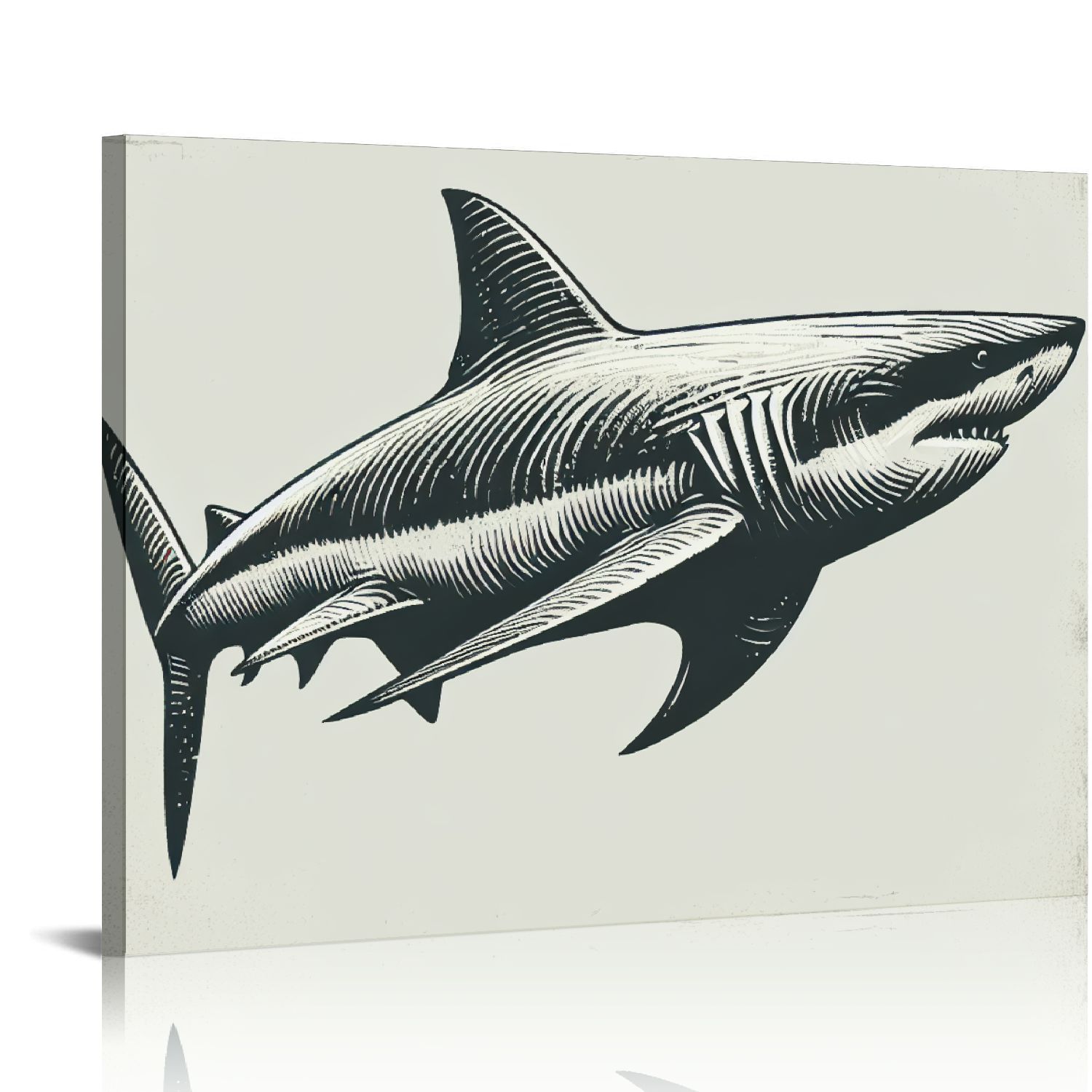 Nawypu Bedroom Decor Canvas Wall Art Indigo Swordfish Pattern Prints