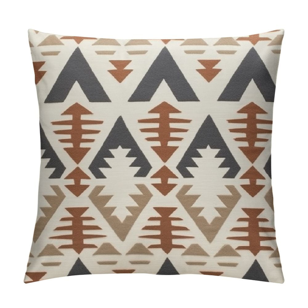 Nawypu Beige Aztec Pattern Throw Pillow Cover,Boho Tribal Geometric