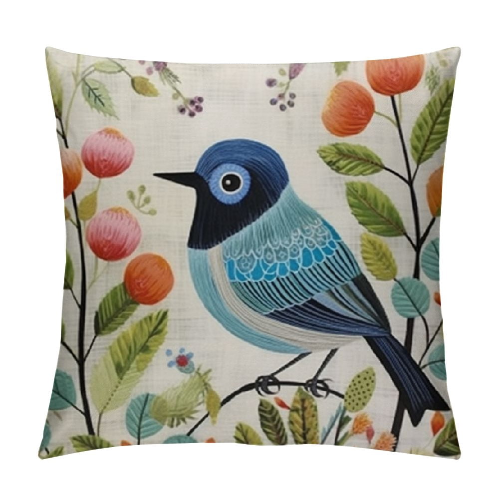 Nawypu Bird Decorative Pillow Covers Spring Style Throw Pillow Cover ...