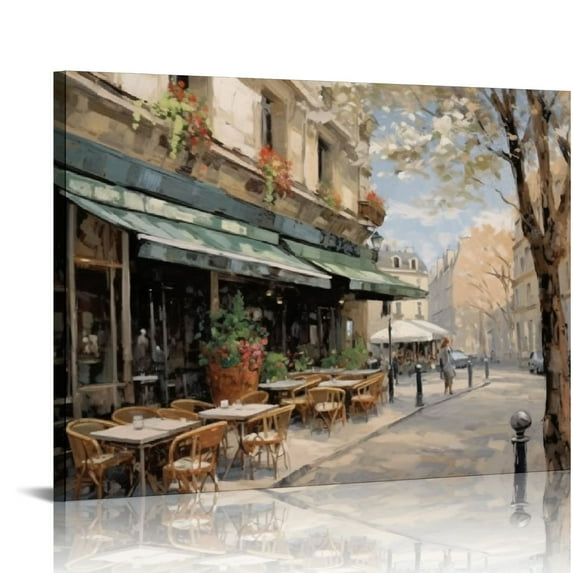 Nawypu Bistro de Paris I Canvas Wall Decor for Living Room, Bedroom, Bathroom, Kitchen, Office, Bar, Dining & Guest Room - Ready to Hang