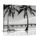 thumbnail image 1 of Nawypu Black And White Beach Canvas Wall Art Tropical Palm Tree Pictures Nordic Tropical Palm Tree Painting Hawaii Beach Posters Abstract Beach Landscape Canvas Wall Art Tropical Plants, 1 of 4