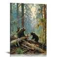 thumbnail image 1 of Nawypu  Black Bears in Forest Painting Canvas Wall Art Decor, Ivan Shishkin Artwork Pictures Print for Living Room Bedroom Office Decoration, 1 of 5