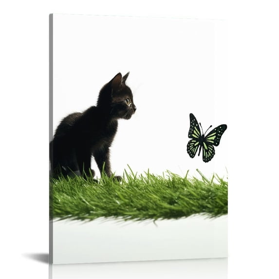 Nawypu Black Cat wall art colorful Butterfly Art Print kitten Poster Rainbow kitty decor Painting,Modern Wall Art,cute Cat Gifts for for cat lovers Women,Girls Bedroom,House decor