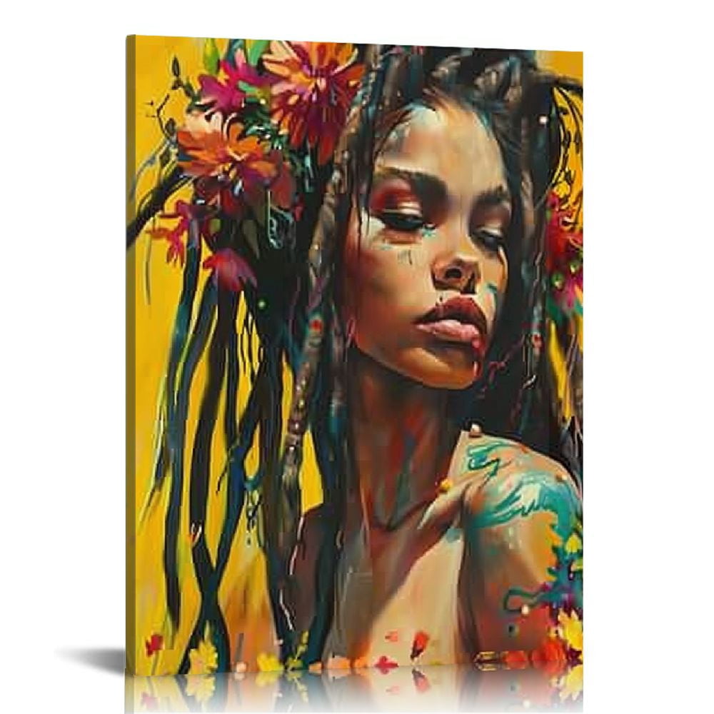 Nawypu Black Girl With Dreadlocks Large African American Canvas Art