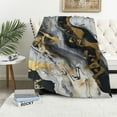 thumbnail image 1 of Nawypu Black Gold Marble Style Device Blanket  Throw Blanket Holiday Square Birthday Blanket for Easter Gifts Home Couch Sofa Bed Room Blanket, 1 of 6