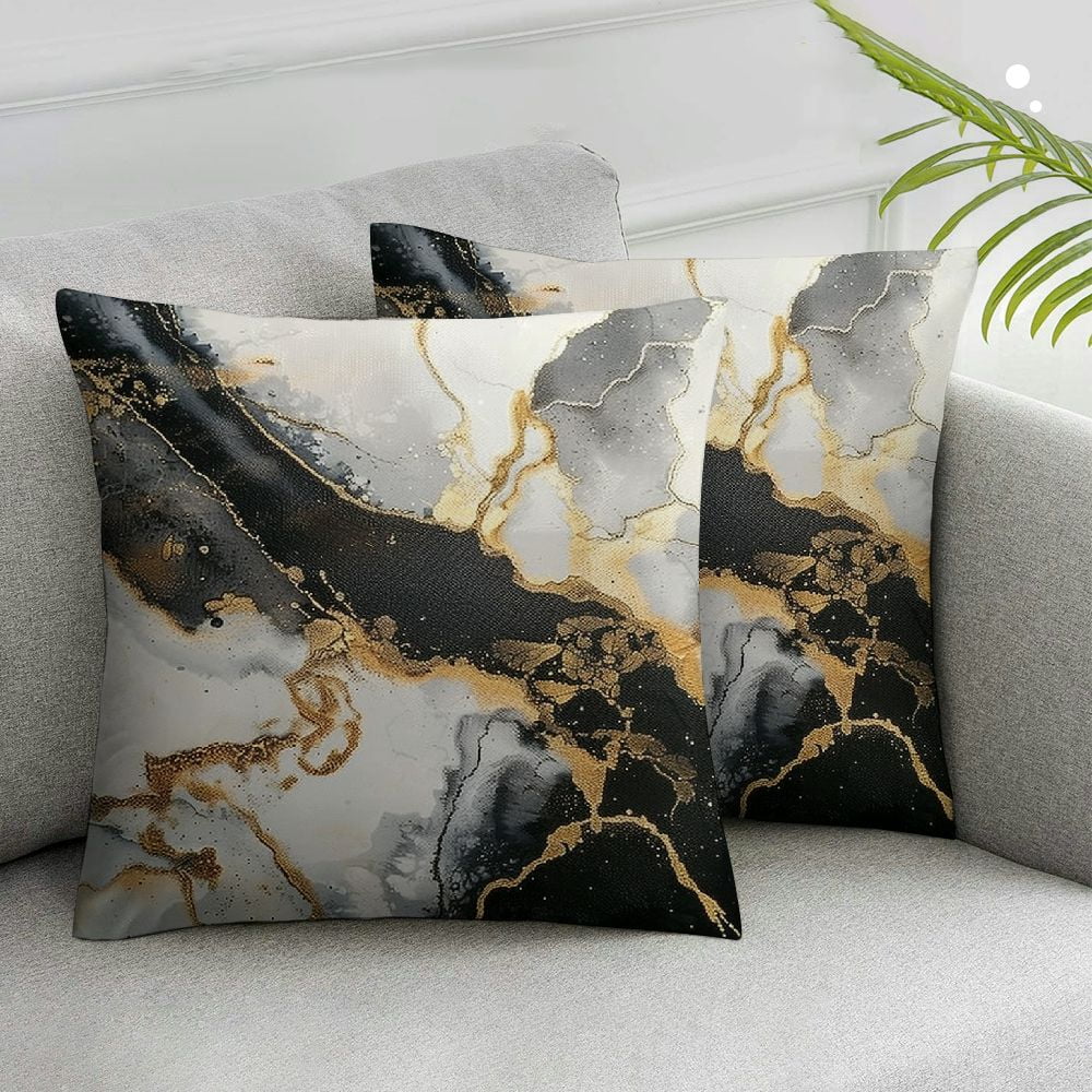 Nawypu Black and Gold Silver Decorative Throw Pillow Covers Marble Texture Couch Pillows for Living Room Decorative Pillows for Couch Bed Living Room Sofa Outdoor Car Pillow Covers 2 Pcs Walmart