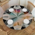 thumbnail image 1 of Nawypu Black Grey WhiteSmoke Fitable Fitted Round Table Cover with Elastic Grey Geometric Background Elastic Edge Waterproof Table Cover Table Cloth for Round Table  Tables, 1 of 7
