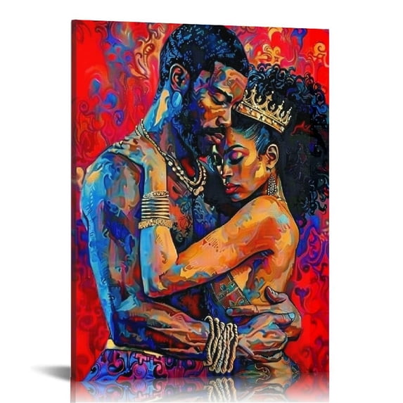 Awypu Black King And Queen Wall Art King And Queen Wall Decor Black Art Wall Decor Black Queen Artwork Crown Wall Decor African American Abstract Canvas Wall Art Paintings