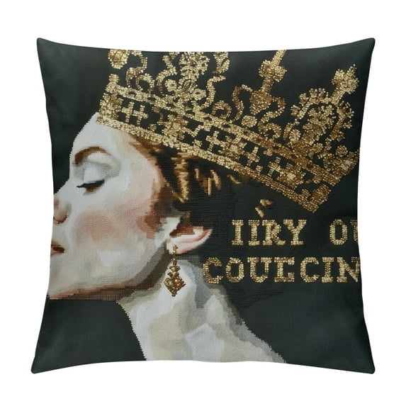 Nawypu Black Queen Pillow Covers Set - Cool Teenage Girl Gifts,Decorative Crown Pillow Covers, Princess Gifts, Girl Gifts, Princess Decor for Girls Room