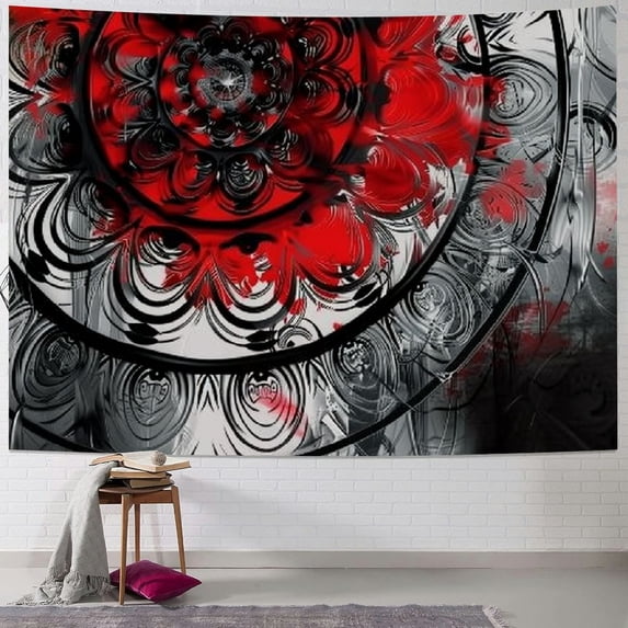 ONETECH Black and Tapestry Mandala Abstract Yellow Red Black Wall Art Bedroom for Women Girls Small Wall Tapestry Boho Floral Modern Wall Hanging Living Room Dorm Decor Fabric