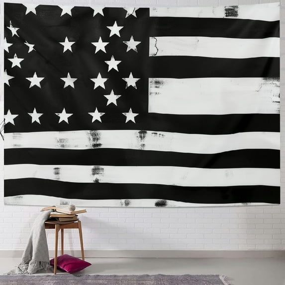 Nawypu Black and White American Flag Tapestry USA Vintage Flag, Heavy Duty, Hippie Wall Hanging Decor for Dorm Living Room College Bedroom, Indoor Outdoor