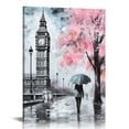 thumbnail image 1 of Nawypu  Black and White Canvas Wall Art for Living Room Bedroom Bathroom Girls Pink Paris Theme Room Decor Print London Big Ben Tower Eiffel Painting for Wall Decor Pink, 1 of 4