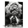 thumbnail image 1 of Nawypu Black and White Canvas Wall Art Print Steam Train Roaming on The Tracks Smokey Train Scenery Poster Decorative Painting for Living Room, Bedroom, Office, 1 of 5