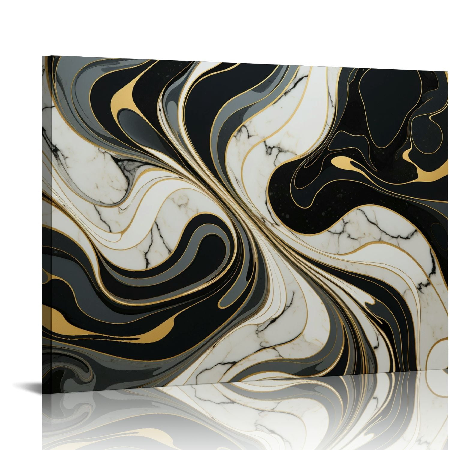 Nawypu Black White Gray Gold Abstract Wall Art Modern Gold Foil ...