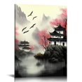 thumbnail image 1 of Nawypu Black and White Landscape Framed Wall Art decor, Traditional Chinese Painting Bathroom Pictures Canvas Wall Art with Black Frame Canvas Prints Wall Paintings Modern Artwork for Living Room, 1 of 4