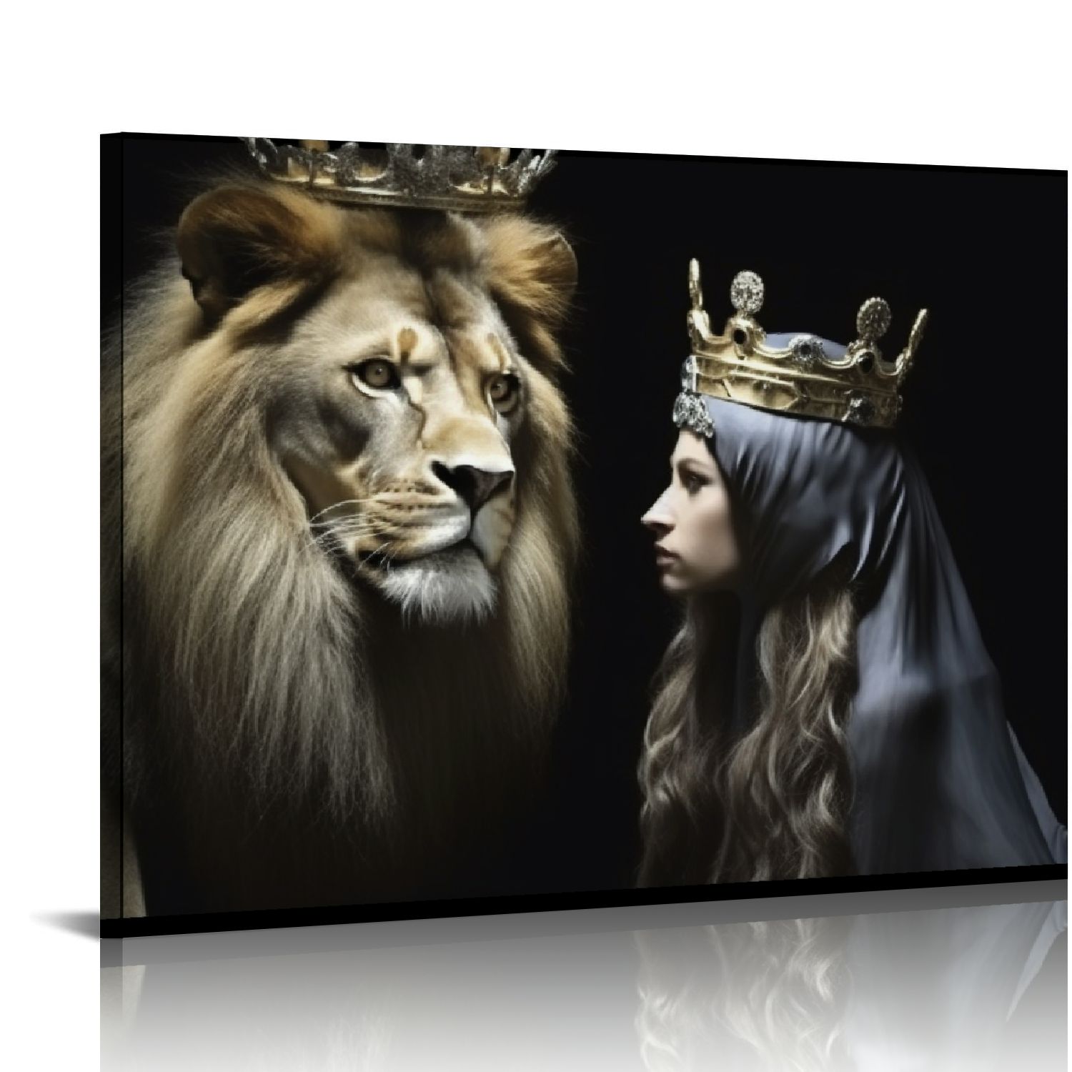 Nawypu Black and White Lion Pictures Wall Decor King and Queen Lion ...