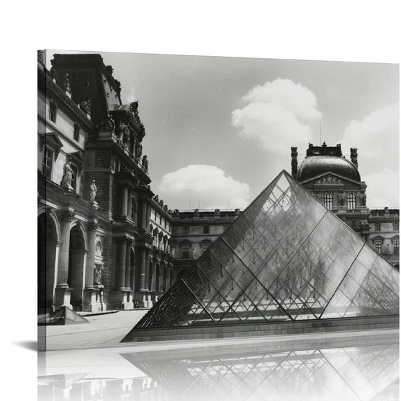 Nawypu Black And White Paris Prints Louvre Museum Architecture Wall Art Europe Travel Poster Large Paris Wa Canvas Art Poster And Wall Art Picture Print Modern Family Bedroom Decor Posters