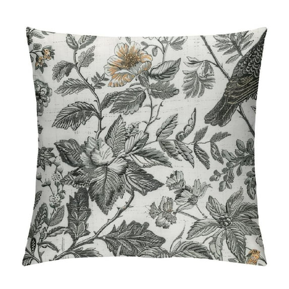 Nawypu Black and White Pillow Covers Vintage Black Flowers Throw Pillowcase Linen Decorative Summer Morden Flowers Cushion Cover for Patio Sofa Bedroom Indoor Outdoor Party