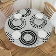 thumbnail image 1 of Nawypu  Black White Tablecloth Overlay for Round Abstract Firework Circular Pattern Tablecloth Elastic Edge Fitted Table Cover Leaves Geometric Floral  Tables, 1 of 7