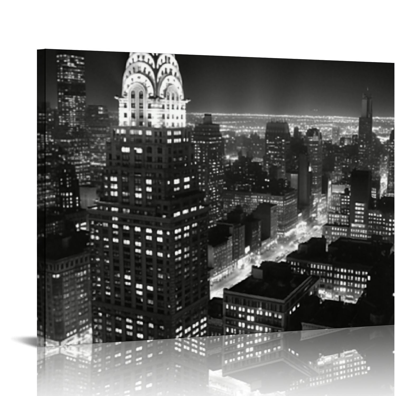 Nawypu Black and White Wall Art Canvas New York City Night Scenes ...